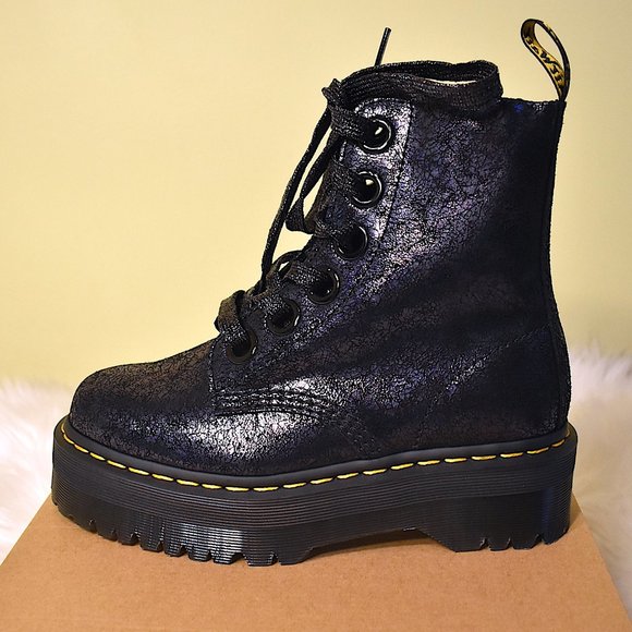 Dr. Martens | Molly Iridescent Crackle Black Boots - Picture 5 of 13